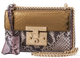 Padlock Metallic Python Shoulder Bag