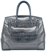 Ricky Metallic Silver Alligator Bag
