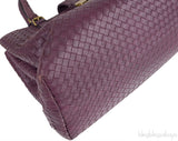 Plum Large Roma Intrecciato Leather Tote