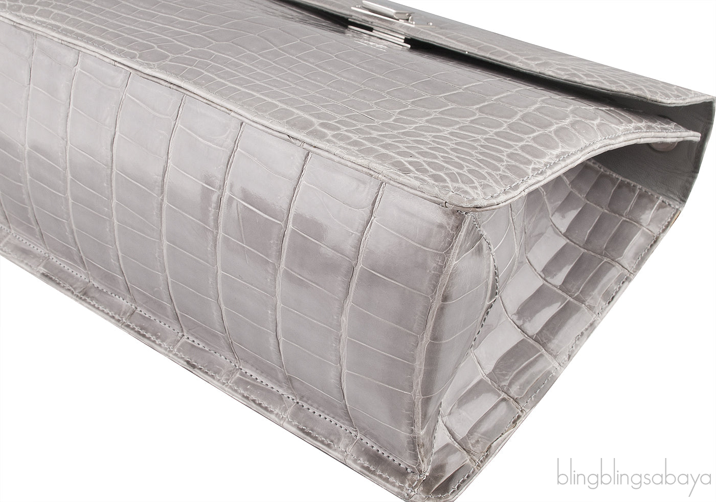 Grey Cornelia Lunch Box Crocodile Bag