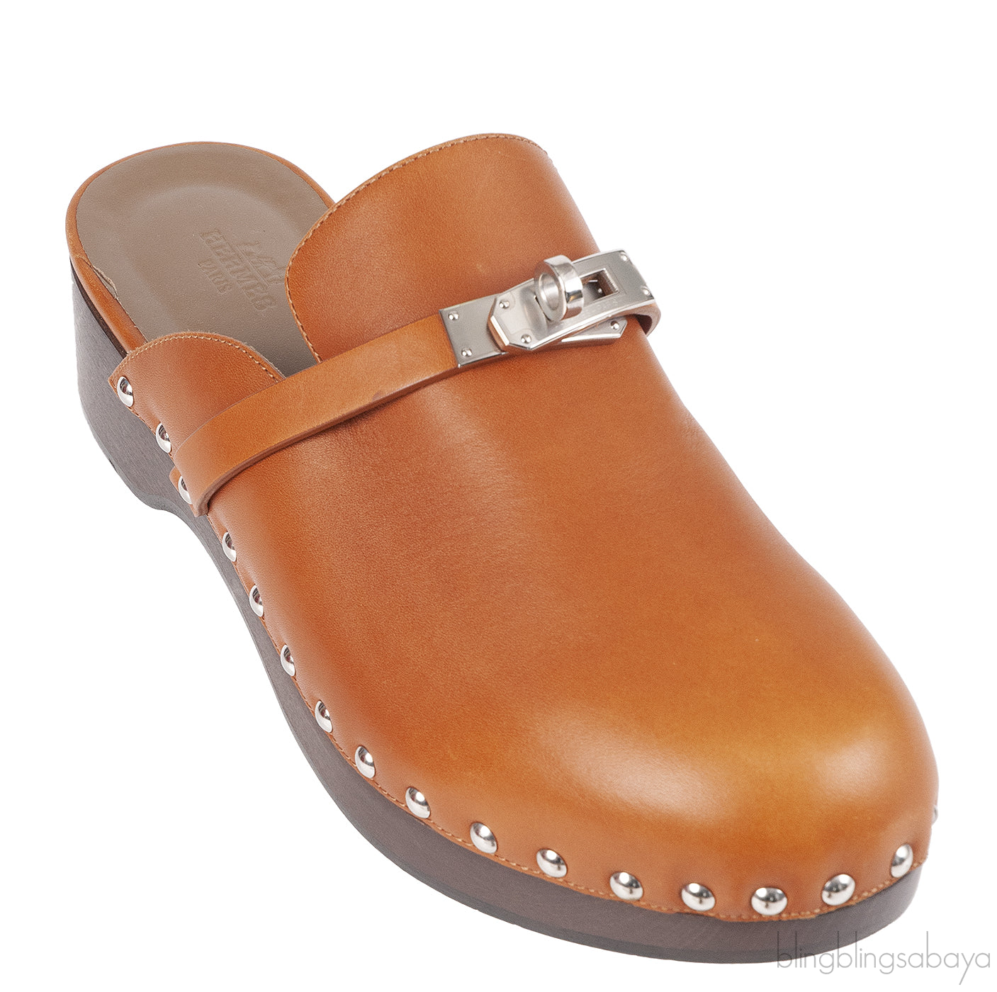Hermes Carlota Brown Leather Mules