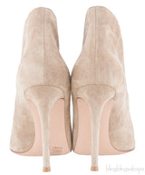 Beige Suede Ankle-Flare Boots