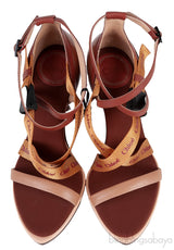 Brown Logo Strappy Slingback Sandals