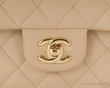 Classic Beige Matte Quilted Flap Bag