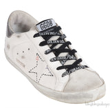 Golden goose White Distressed Printed Leather & Suede Sneakers