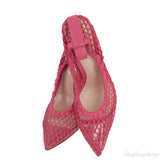 GIANVITO ROSSI Pink Leather Trimmed Fishnet Pump 38