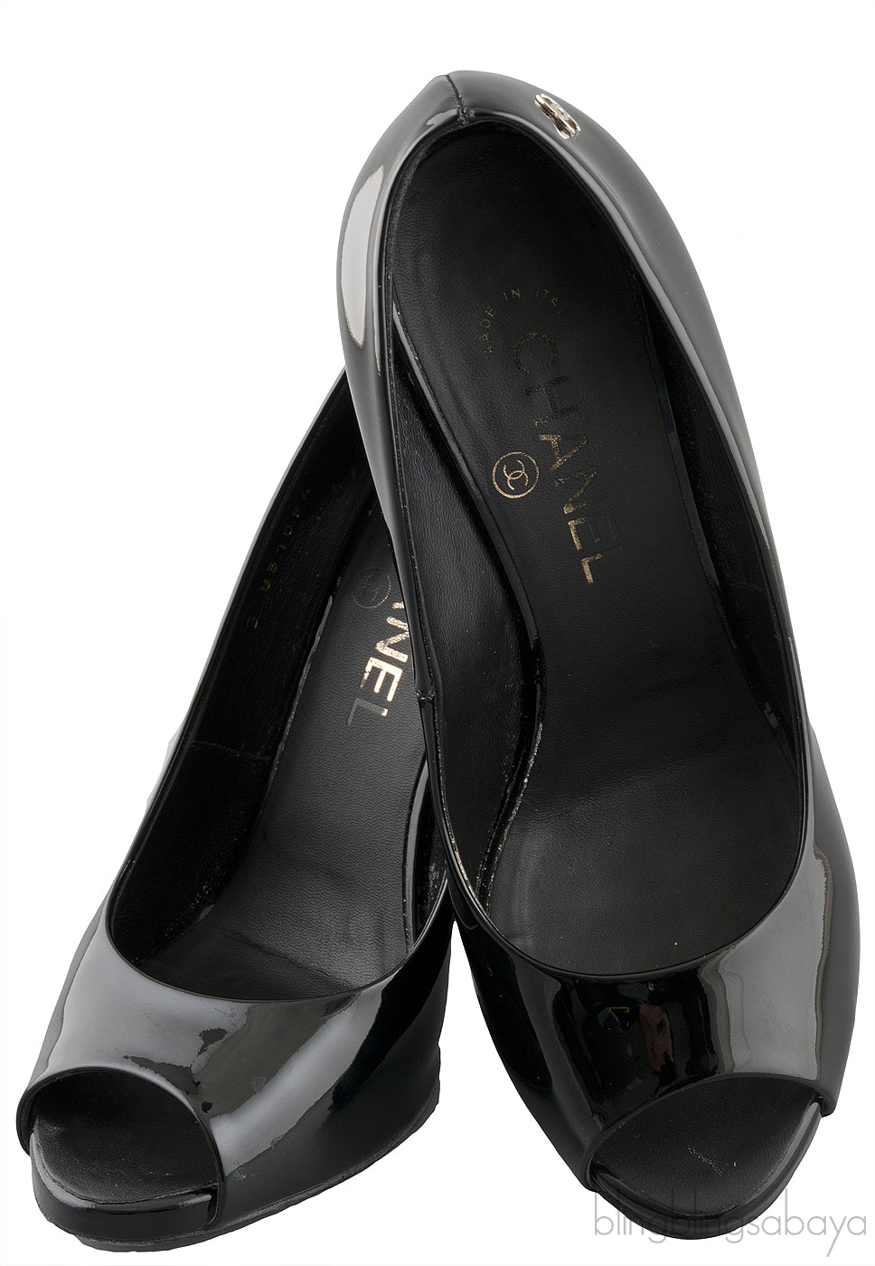 Patent Black Peep Toe Heels