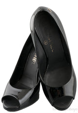Patent Black Peep Toe Heels