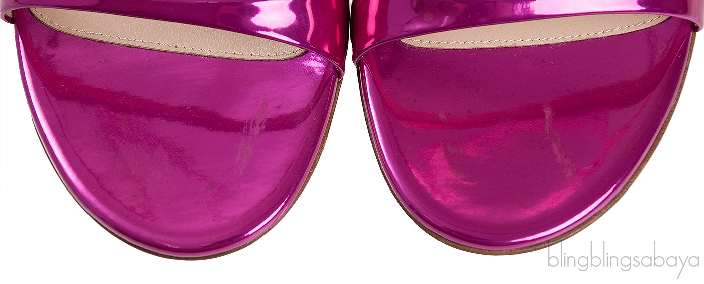 Gianvito Rossi Aura Metallic Pink Two Strap Mules