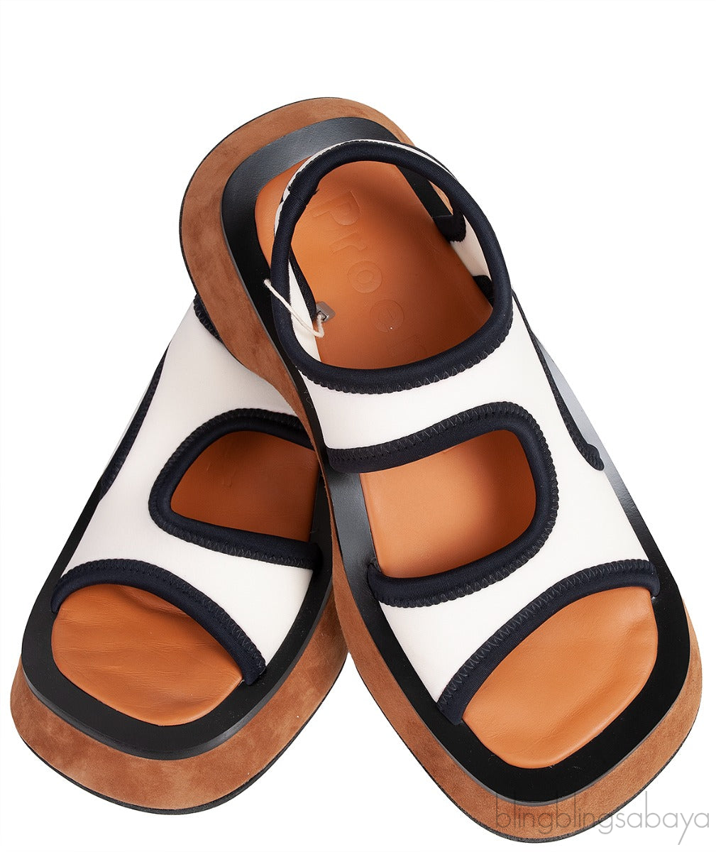 White Stretch Neoprene Sandals