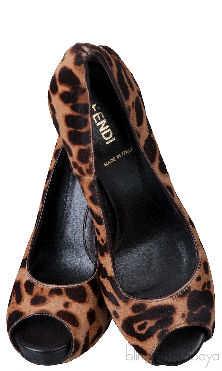 Leopard Pony Hair Peep Toe Pump