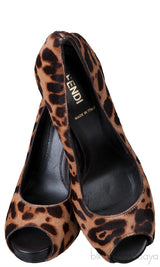 Leopard Pony Hair Peep Toe Pump