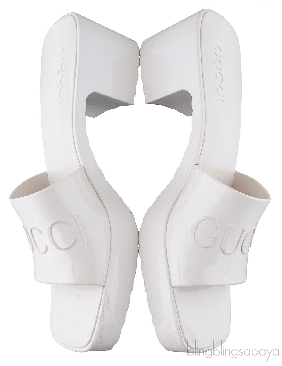 White Rubber Slide Sandals