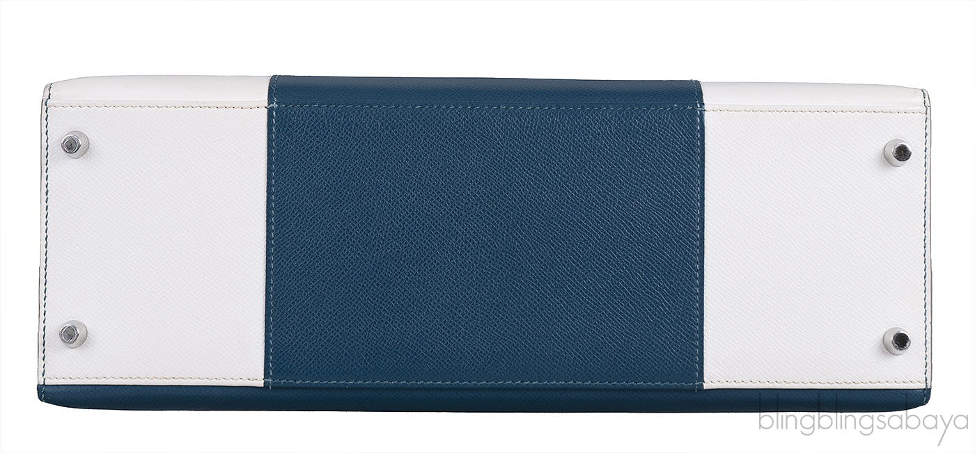 Kelly 35 Flag Blue Thalassa & White Epsom Sellier PHW