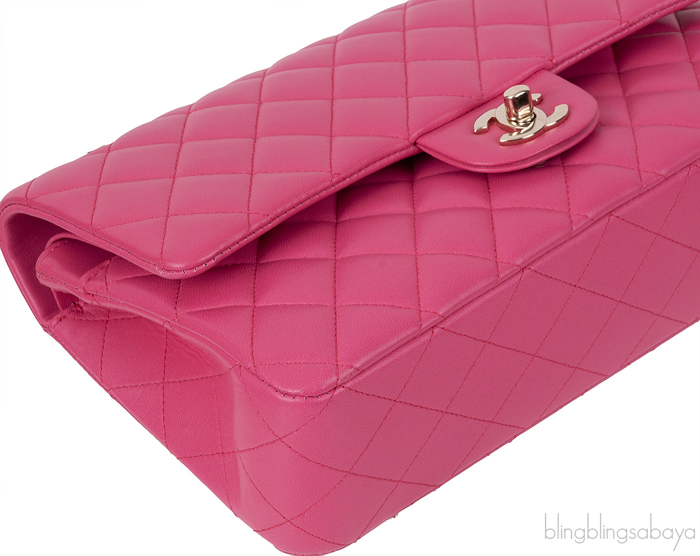 Fuchsia Classic Medium Double Flap Bag