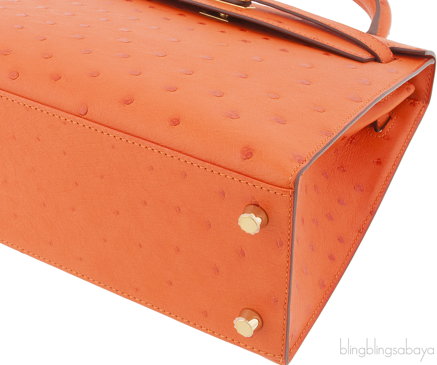 Kelly 25 Tangerine Ostrich Sellier