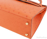 Kelly 25 Tangerine Ostrich Sellier