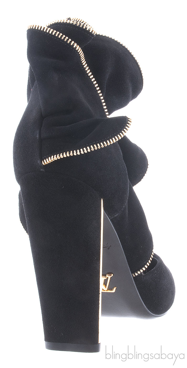 Black Velvet Ruffled Heels