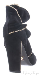 Black Velvet Ruffled Heels