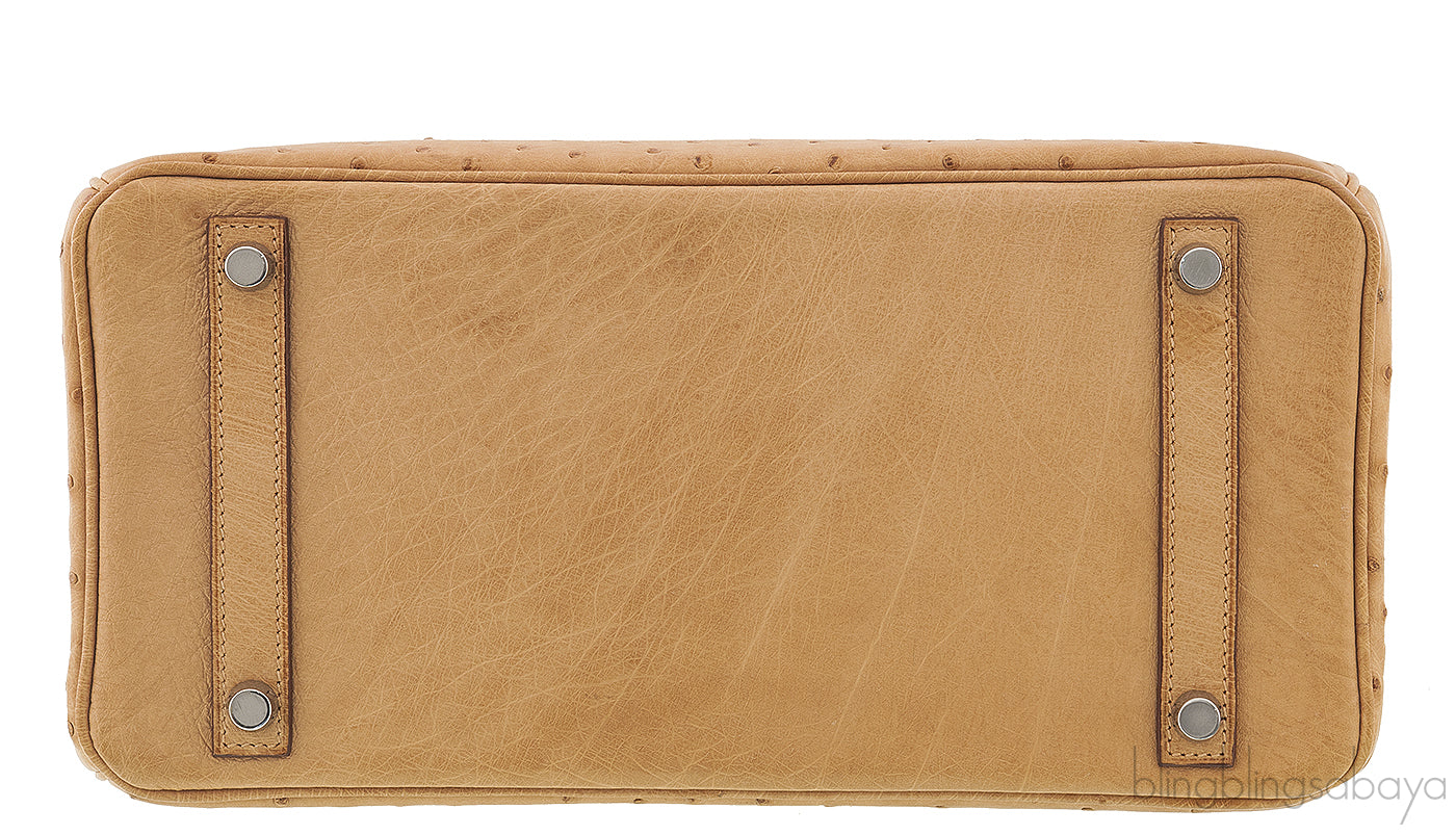 Birkin 30 Natural Gold Ostrich PHW