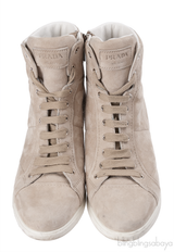 Prada Grey Suede Wedge Sneakers