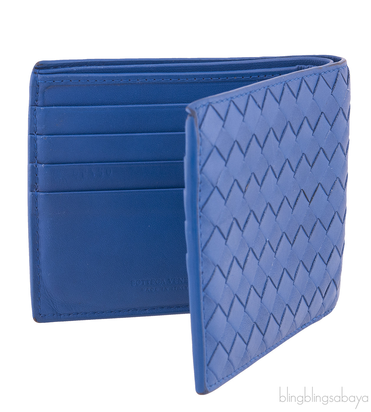 Bottega Veneta Blue Intrecciato Bi-fold Wallet