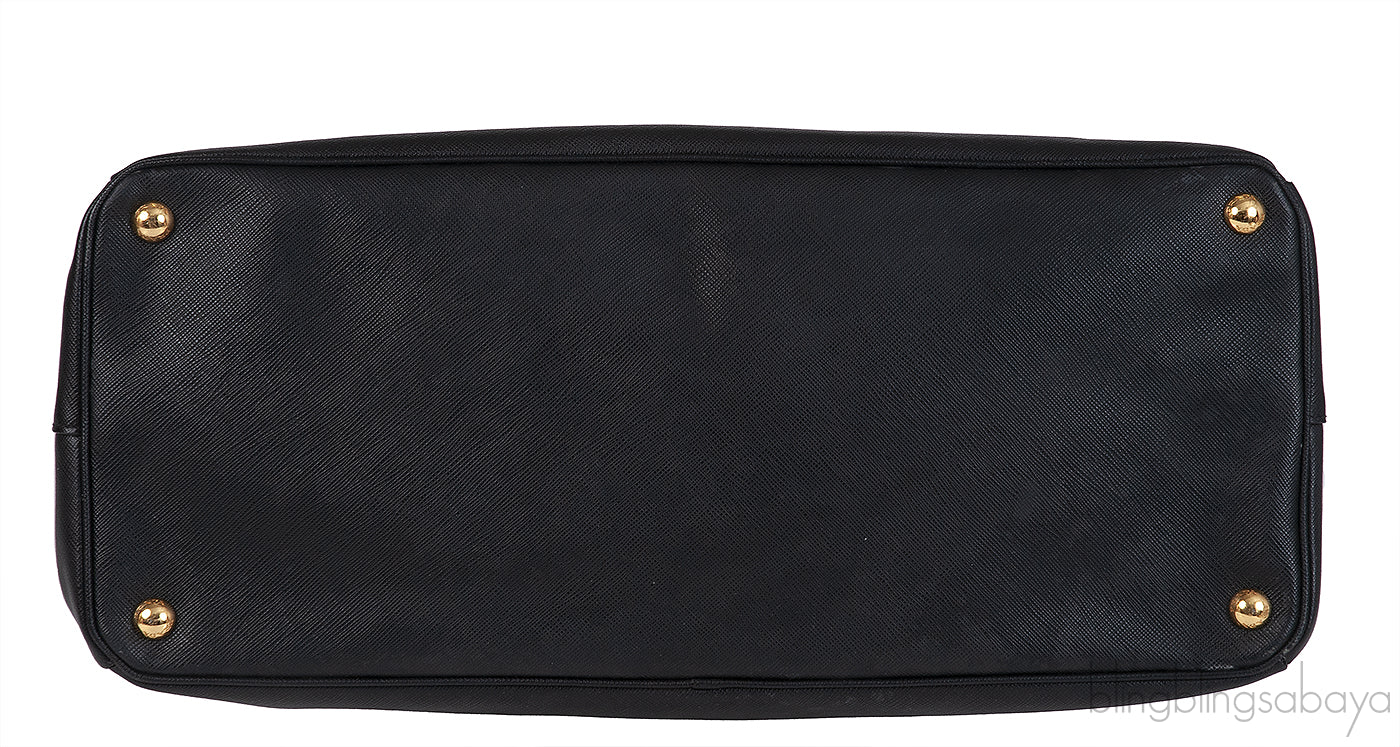 Prada Large Saffiano Black Double Zip Tote