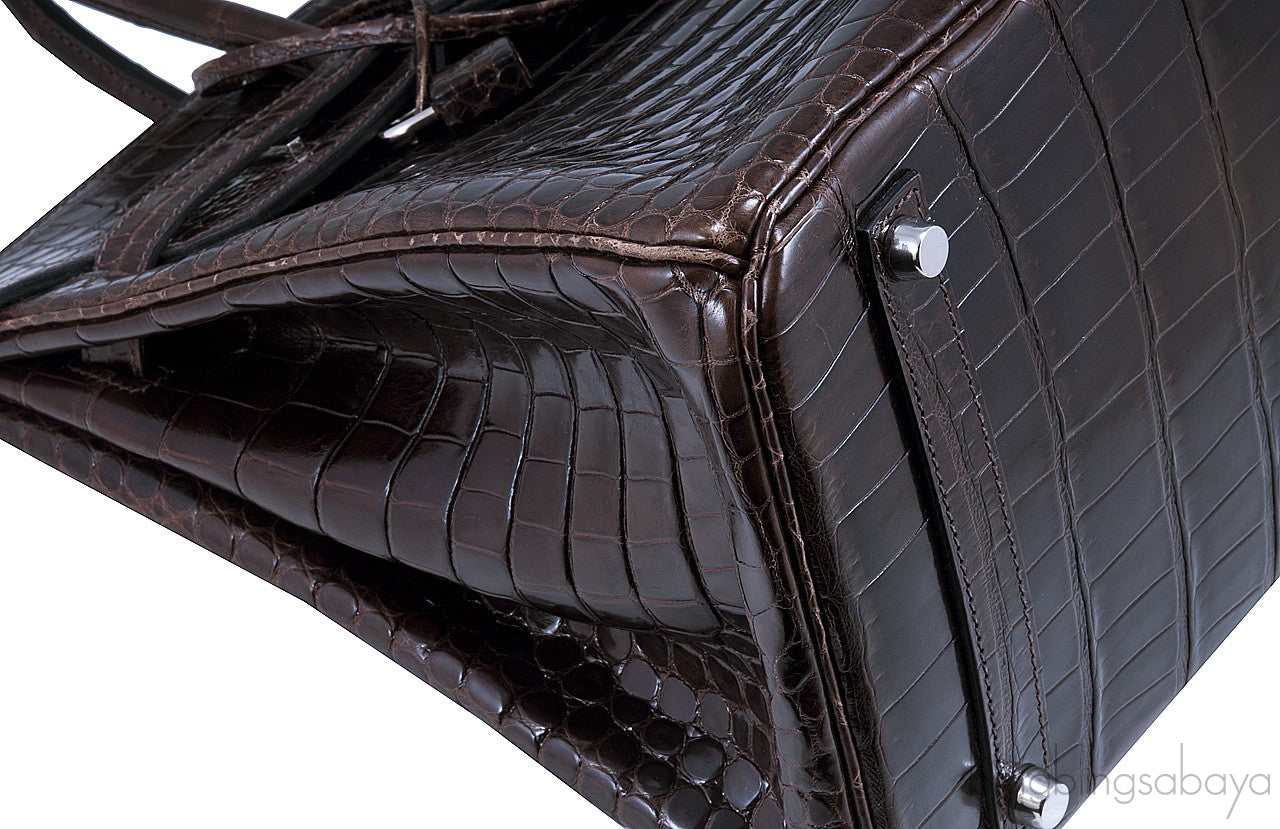 Birkin 35 Nicotine Shiny Croco