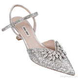 Miu Miu Brooch Silver Glitter Pump