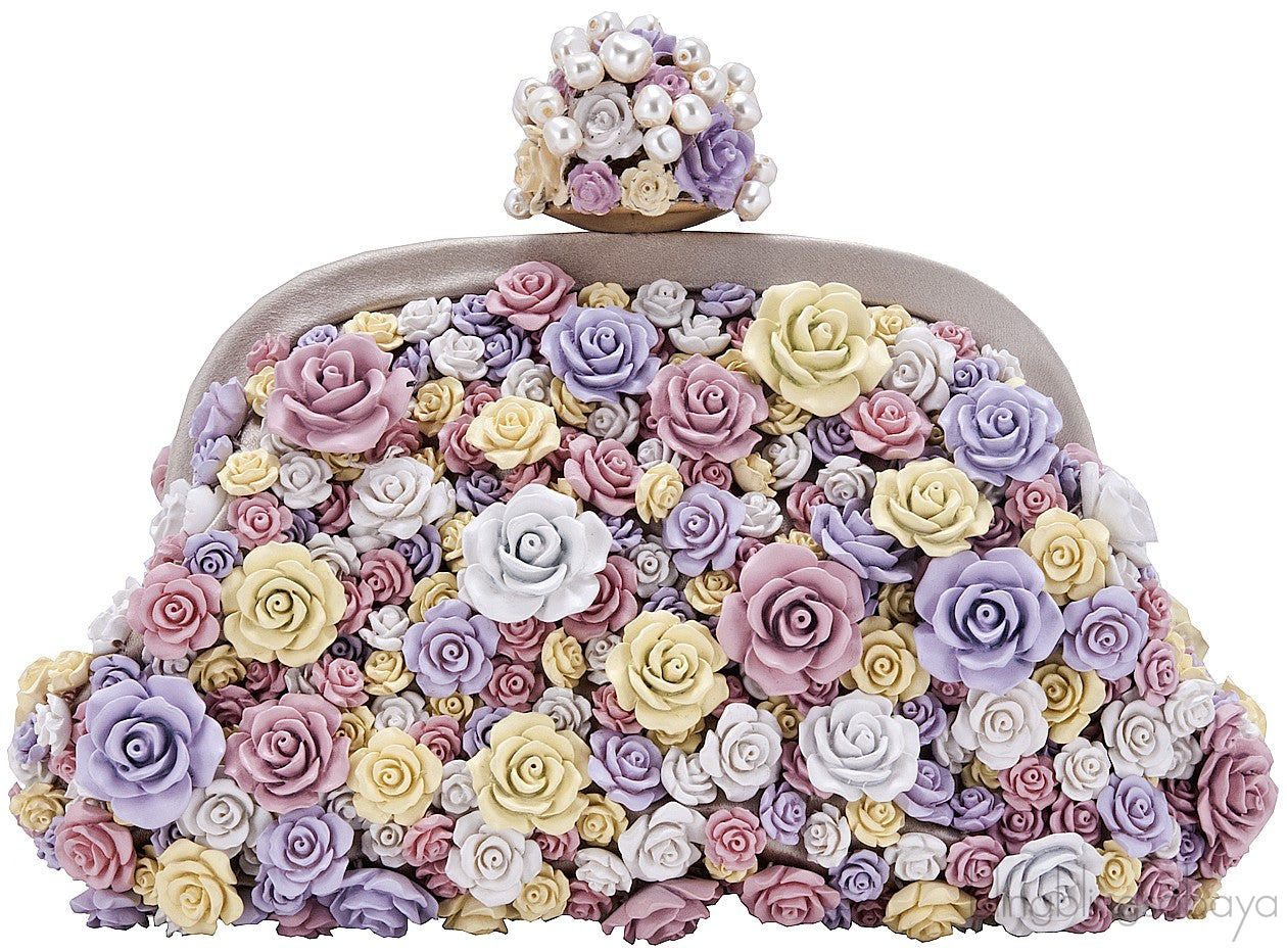 Miss Dea Floral Applique Clutch
