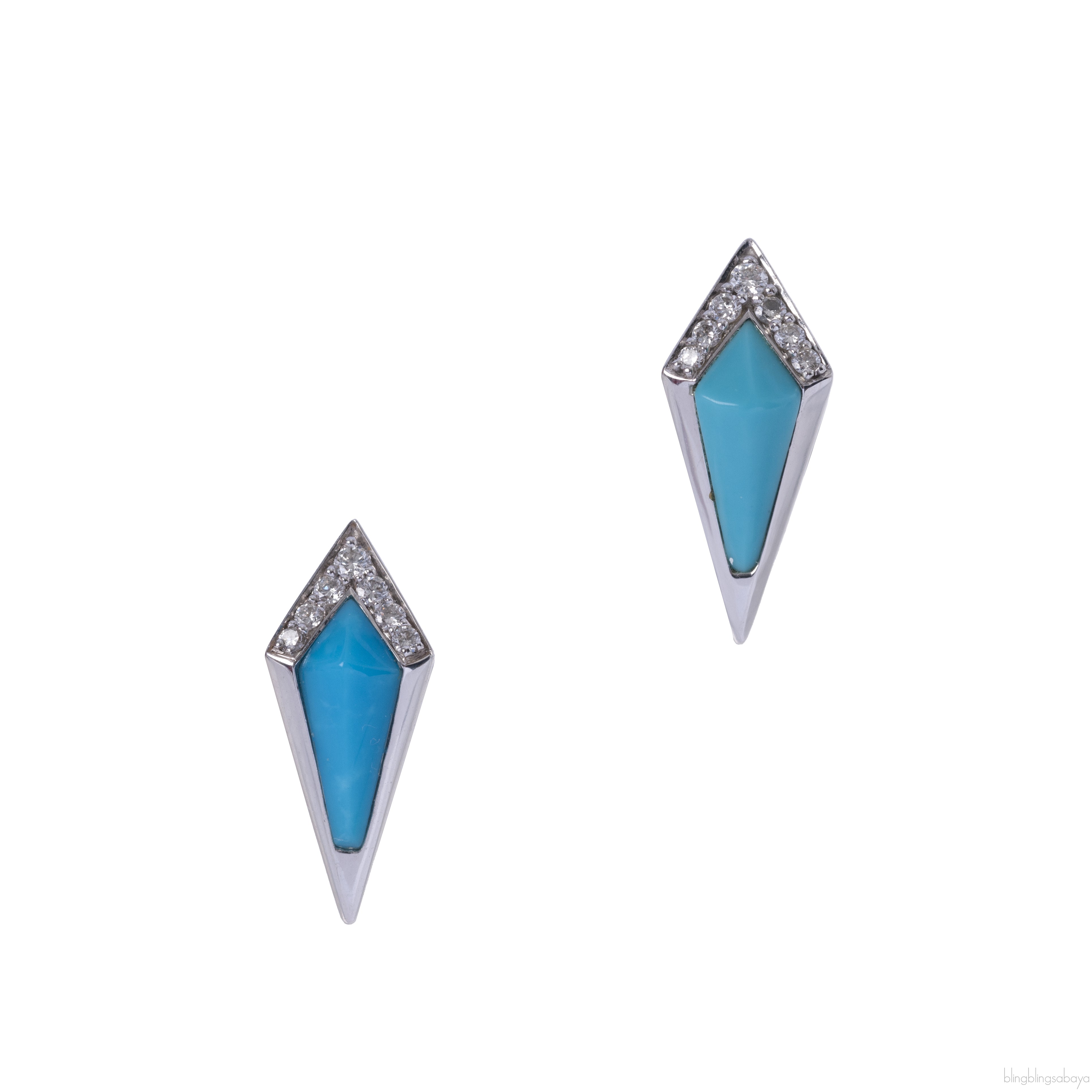 Noora Shawqi Junonia Diamond & Turquoise Stud Earrings