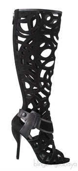 Gabo Laser-cut Suede Knee Boots