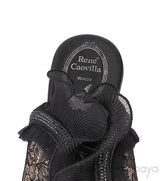 Black/Beige Crystal Embellished Wedge