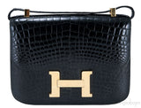 Constance Vintage Black Crocodile