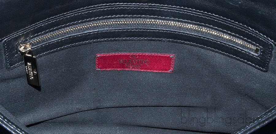 Rosette-appliquéd Leather Clutch