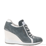 Prada Greenish Grey Sport Suede Wedge Sneakers