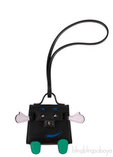 Kelly Doll Bag Charm Black/Mauve Pale/Blue/Mint Tadelakt