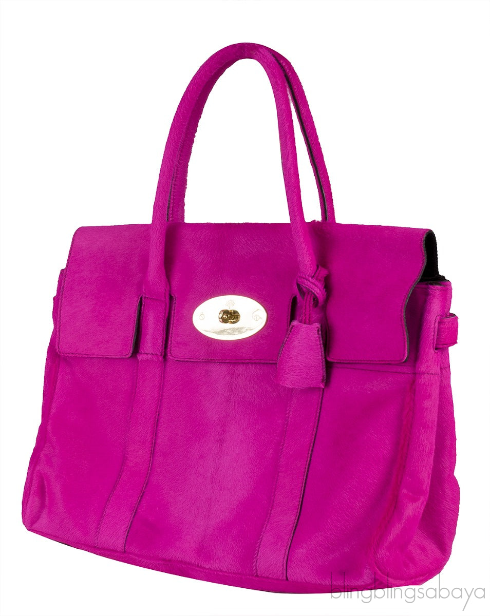 Fuchsia Pony Hair Bayswater Top Handle Bag