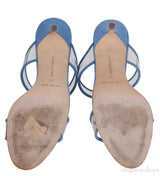 Manolo Blahnik Blue Invymu Suede PVC Open Toe Mules
