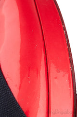 Blue Red Trim Leather Heels