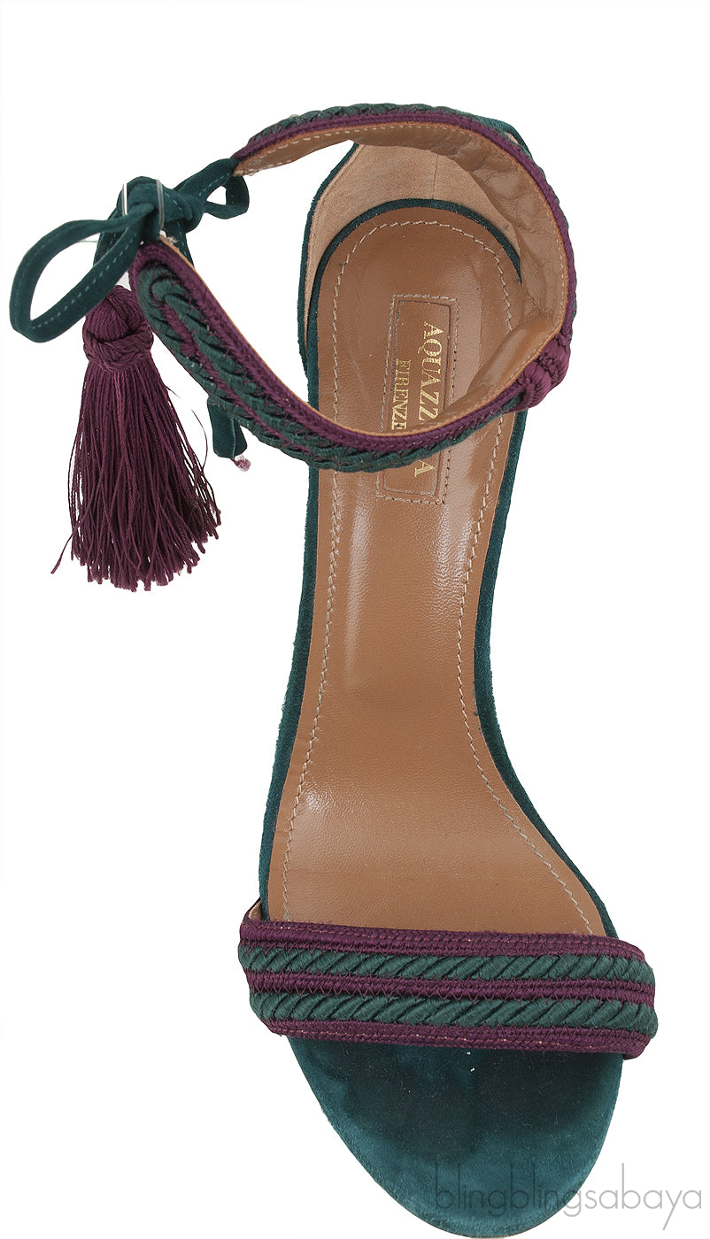 Bi-color Suede Fringed Tassel Sandals