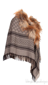 Gucci Fox Trimmed GG Patterned Stole