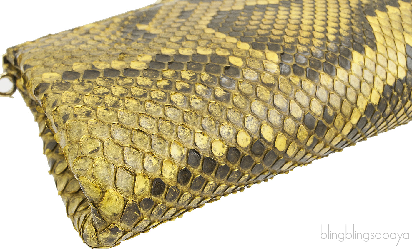 Yellow Python Clutch Bag