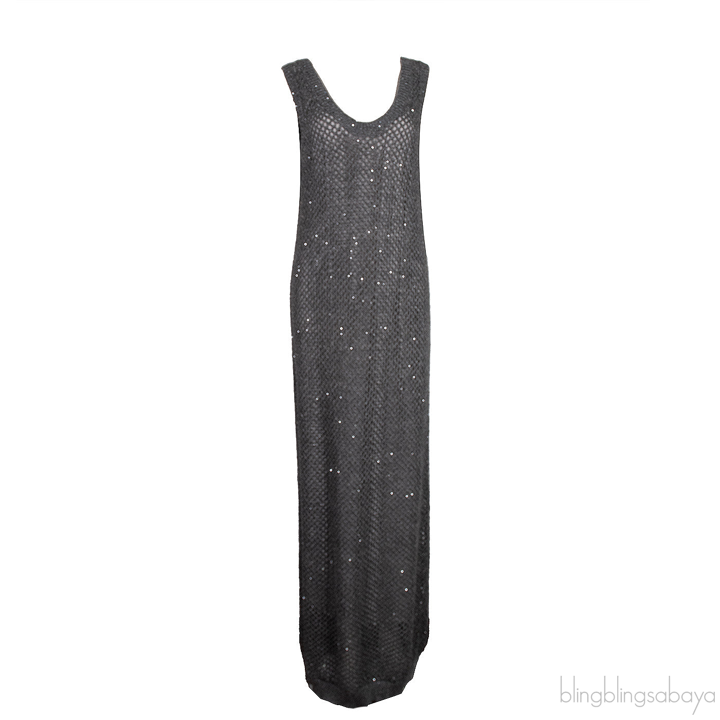 Charcoal Grey V-neck Knit Maxi Dress