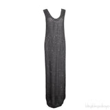 Charcoal Grey V-neck Knit Maxi Dress