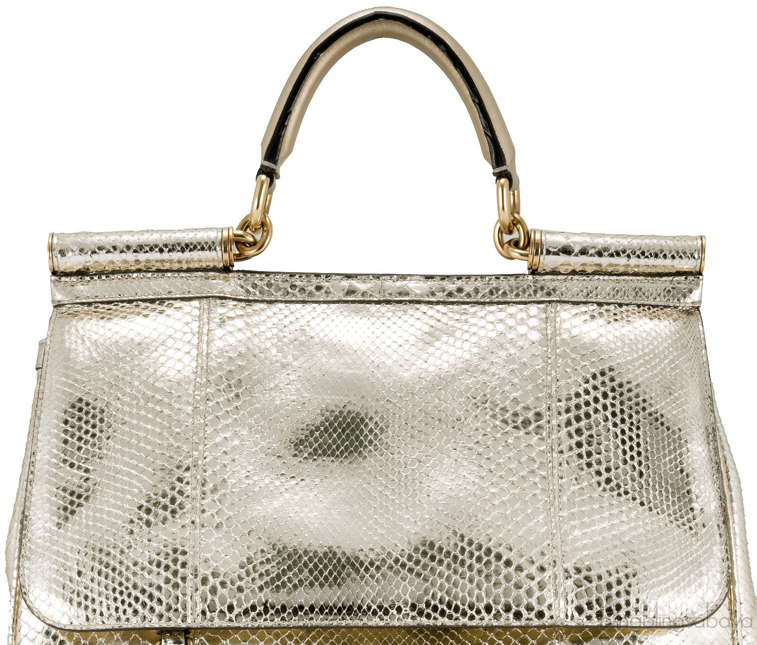 Miss Sicily Metallic Gold Snakeskin Bag