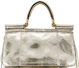 Miss Sicily Metallic Gold Snakeskin Bag