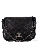 Black Quilted Rabbit Fur Bag