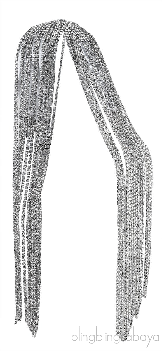 Long Crystal Hairpiece Silver