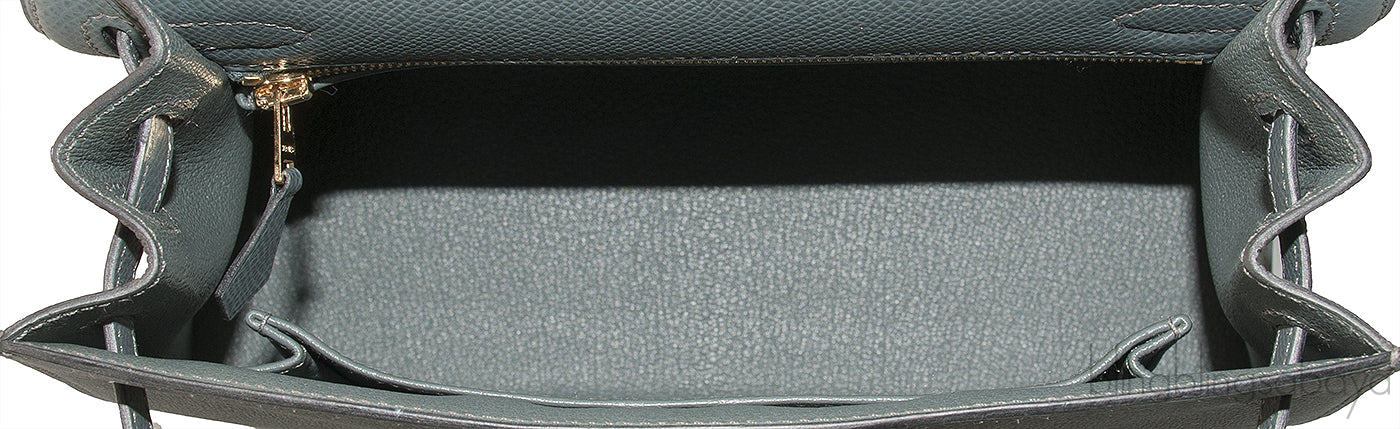 Kelly 25 Blue Orage Epsom Sellier GHW